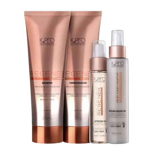 K.Pro Kit Quarteto Regenér Shampoo + Condicionador + Balm Leave-in + Lipidium Oil